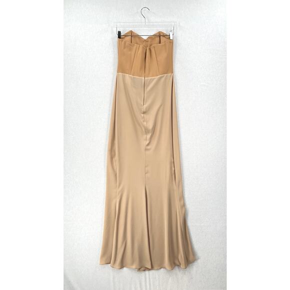 RHEA COSTA Strapless Slip Dress Womens Large XL Tan Strapless Mesh Lining Light - Picture 4 of 14